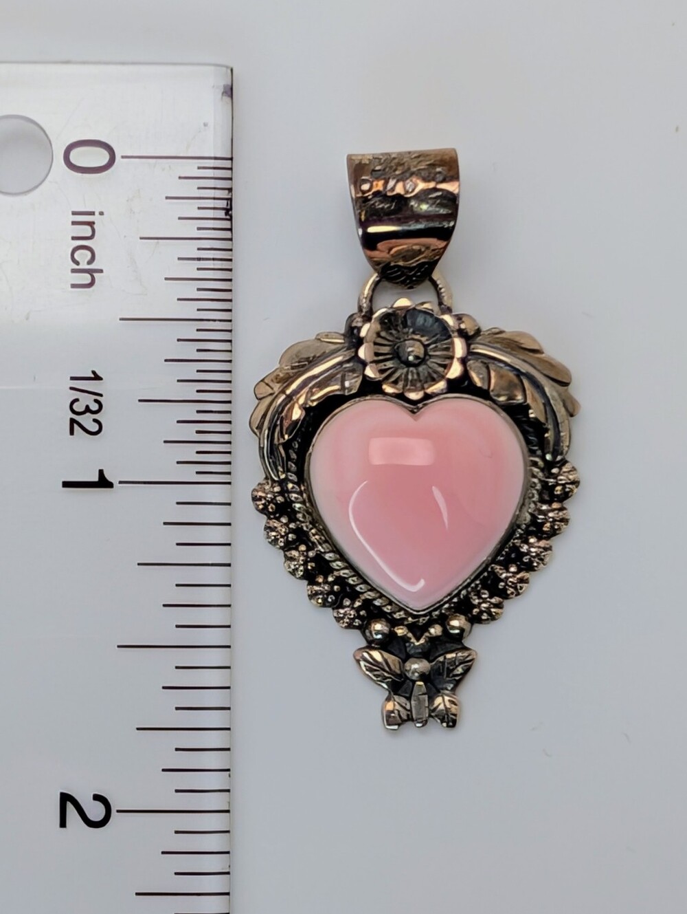 Pink Conch Heart Butterfly Pendant S925 Sterling Silver - Picture 3 of 4